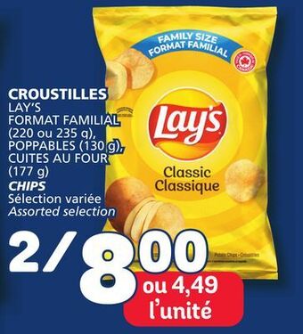 Marché Bonichoix Lay's format familial (220 or 235 g), poppables (130 g), cuites au four (177 g) chips offer