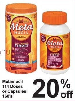 Pharmasave Metamucil 114 Doses or Capsules 160's offer