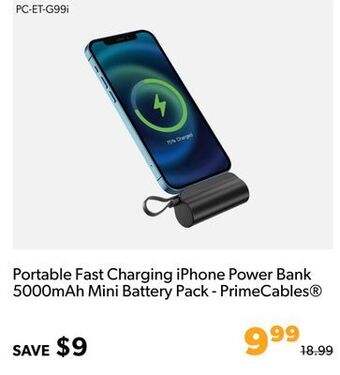 Shopper+ Portable fast charging iphone power bank 5000mah mini battery pack - primecables offer