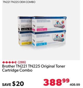 Shopper+ Brother tn221 tn225 original toner cartridge combo offer