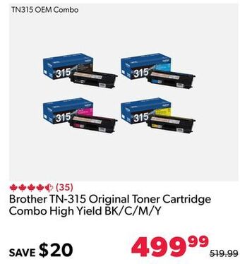 Shopper+ Brother tn-315 original toner cartridge combo high yield bk/c/m/y offer