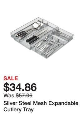 Bed Bath & Beyond Silver steel mesh expandable cutlery tray offer
