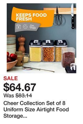 Bed Bath & Beyond Cheer collection set of 8 uniform size airtight food storage containers offer