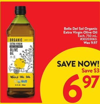 Walmart Bella del sol organic extra virgin olive oil offer