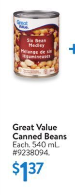 Walmart Great value canned beans offer