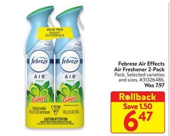 Walmart Febreze air effects air freshener 2-pack offer