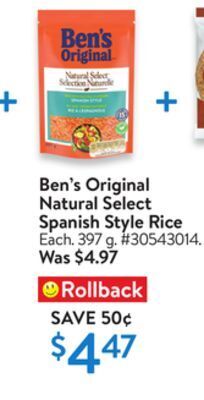 Walmart Ben's original natural select spanish style rice offer
