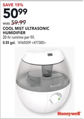 Lowe's Honeywell cool mist ultrasonic humidifier offer