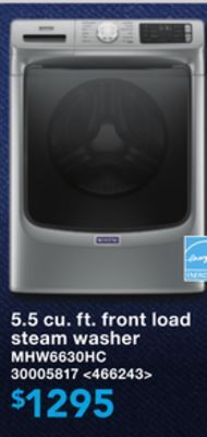 Lowe's Maytag 5.5 cu. ft. front load steam washer offer