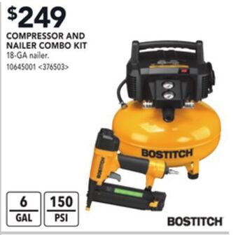 Lowe's Bostitch compressor and nailer combo kit offer