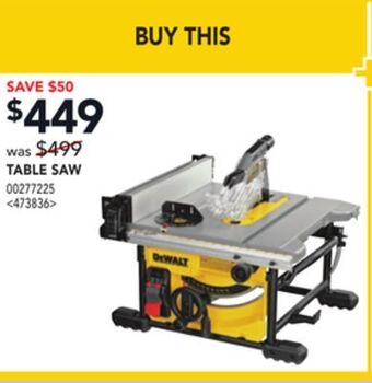 Lowe's Dewalt table saw offer