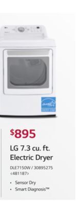 Lowe's Lg 7.3 cu.ft. electric dryer offer