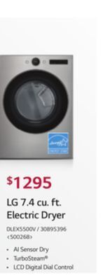 Lowe's Lg 7.4 cu. ft electric dryer offer