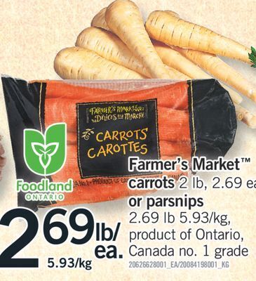 Fortinos Farmer's market carrots, 2 lb or parsnips offer