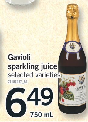 Fortinos Gavioli sparkling juice, 750 ml offer