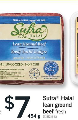 Fortinos Sufra halal lean ground beef, 454 g offer