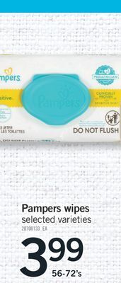 Fortinos Pampers wipes, 56-72's offer