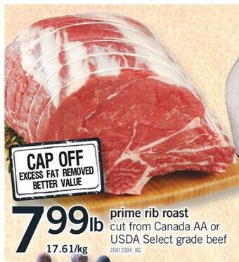 Fortinos Prime rib roast offer