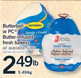 Fortinos Butterball or pc butter-infused fresh turkeys offer