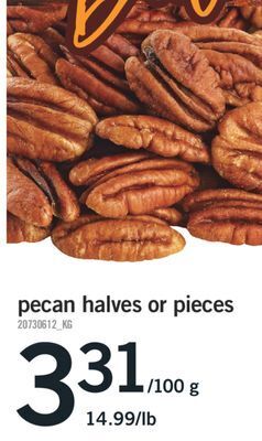 Fortinos Pecan halves or pieces, 100 g offer