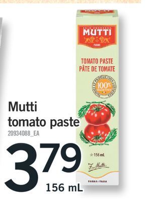 Fortinos Mutti tomato paste, 156 ml offer