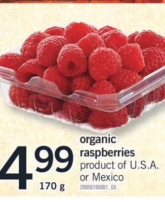 Fortinos Organic raspberries, 170 g offer