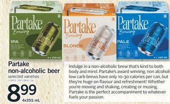 Fortinos Partake non-alcoholic beer, 4x355 ml offer