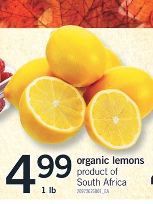 Fortinos Organic lemons, 1 lb offer