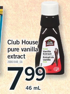 Fortinos Club house pure vanilla extract, 46 ml offer