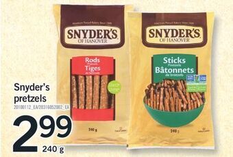 Fortinos Snyder's pretzels 240 g offer
