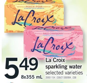 Fortinos La croix sparkling water, 8x355 ml offer