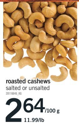 Fortinos Roasted cashews 100 g offer