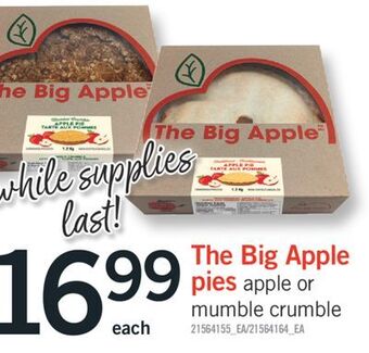 Fortinos The big apple pies apple or mumble crumble offer