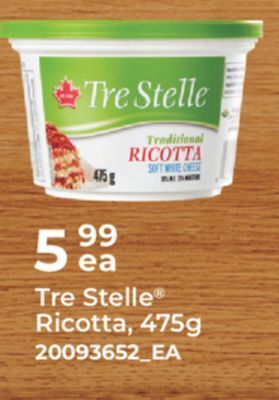 Fortinos Tre stelle ricotta, 475g offer