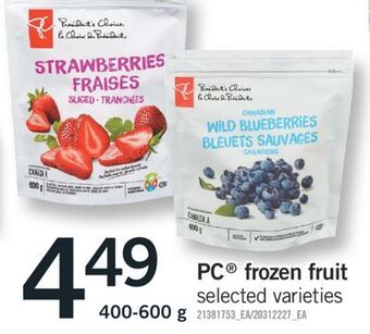 Fortinos Pc frozen fruit, 400-600 g offer