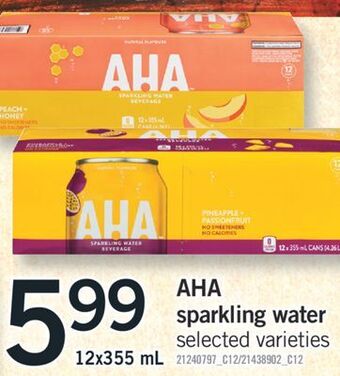 Fortinos Aha sparkling water, 12x355 ml offer