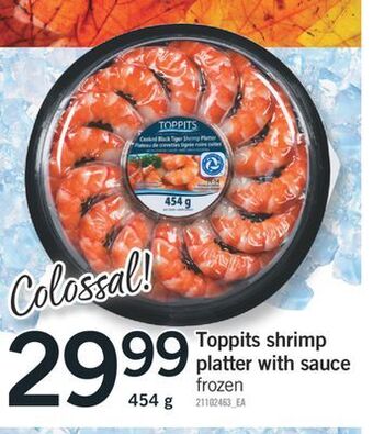 Fortinos Toppits shrimp platter with sauce offer