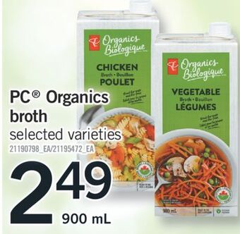 Fortinos Pc organics broth, 900 ml offer