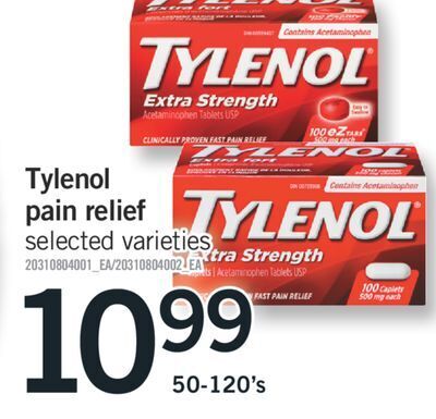 Fortinos Tylenol pain relief, 15-120's offer