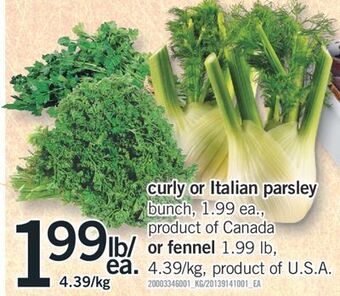 Fortinos Curly or italian parsley or fennel offer
