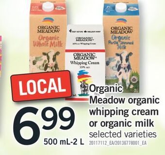 Fortinos Organic meadow organic whipping cream or organic milk, 500 ml-2 l offer