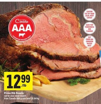 Foodland Prime rib roasts cut by your meat expert from canada aaa grade beef offer