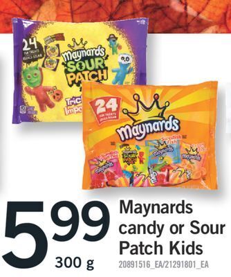 Fortinos Maynards candy or sour patch kids, 300 g offer