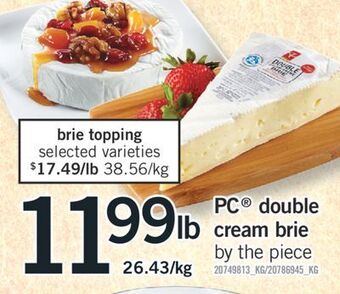 Fortinos Pc double double cream brie offer