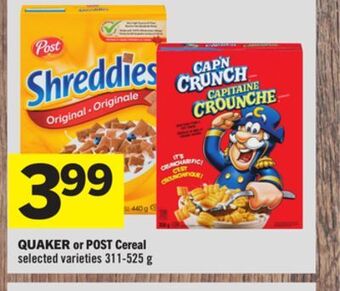 Foodland Quaker or post cereal offer