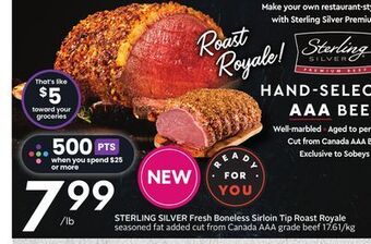 Sobeys Fresh boneless sirloin tip roast offer
