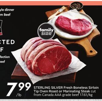 Sobeys Fresh boneless sirloin tip oven roast or marinating steak offer