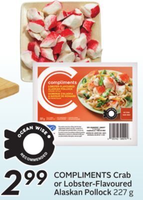 Sobeys Crab or lobster-flavoured alaskan pollock offer