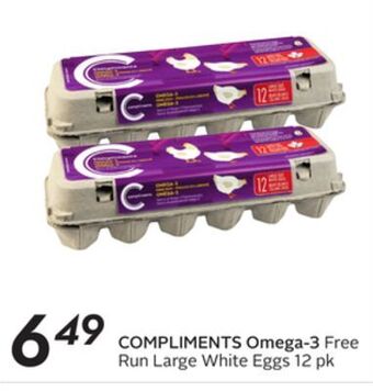 Sobeys Omega-3 free run large white eggs offer