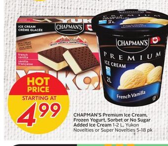 Sobeys Premium ice cream, frozen yogurt, sorbet or no sugar added ice offer